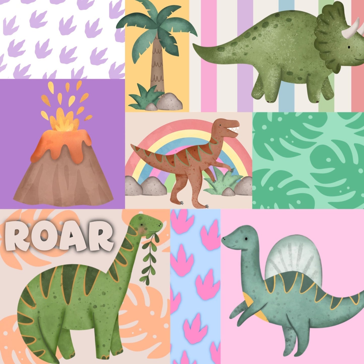 Dino Patchwork - pink