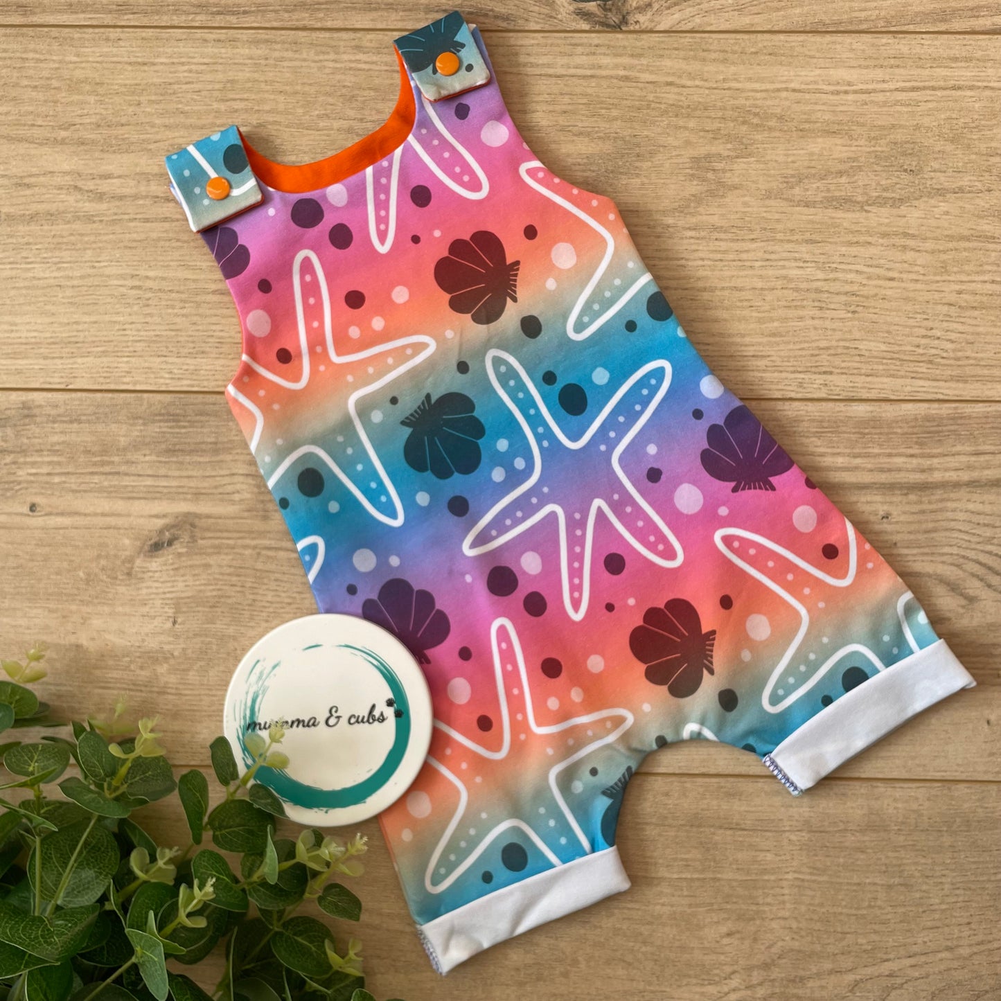 Short Dungaree - Starfish Rainbow - 3-6m