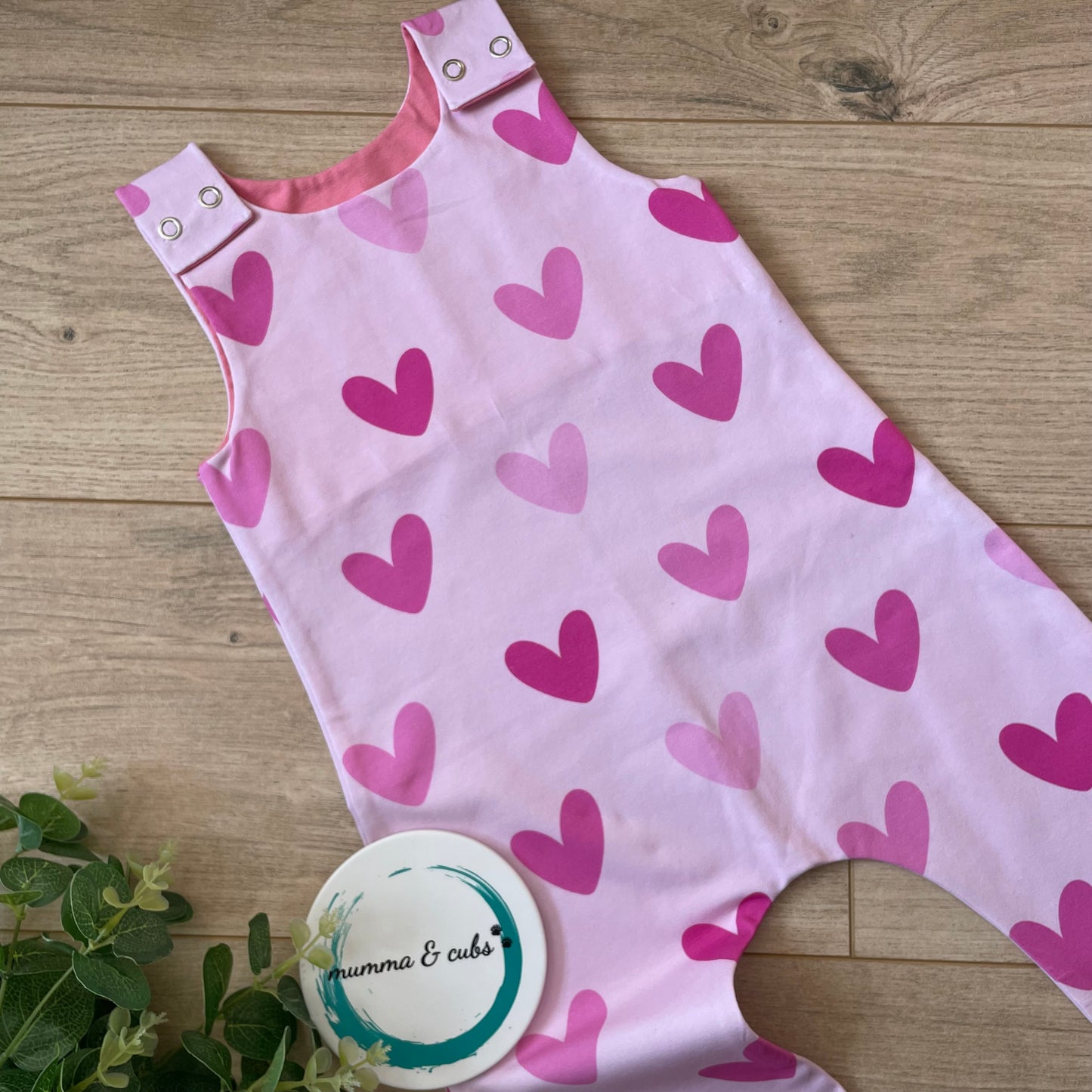 Dungaree - Pink Hearts - 18-24m