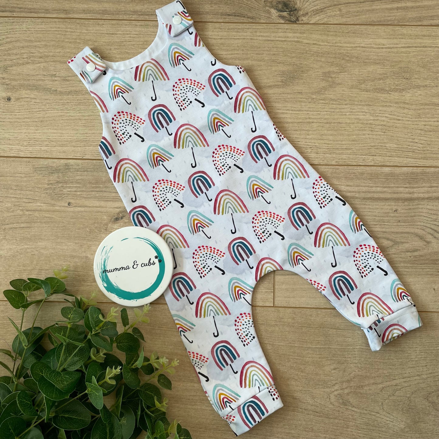 Dungaree - Umbrella Rainbows - 3-6m