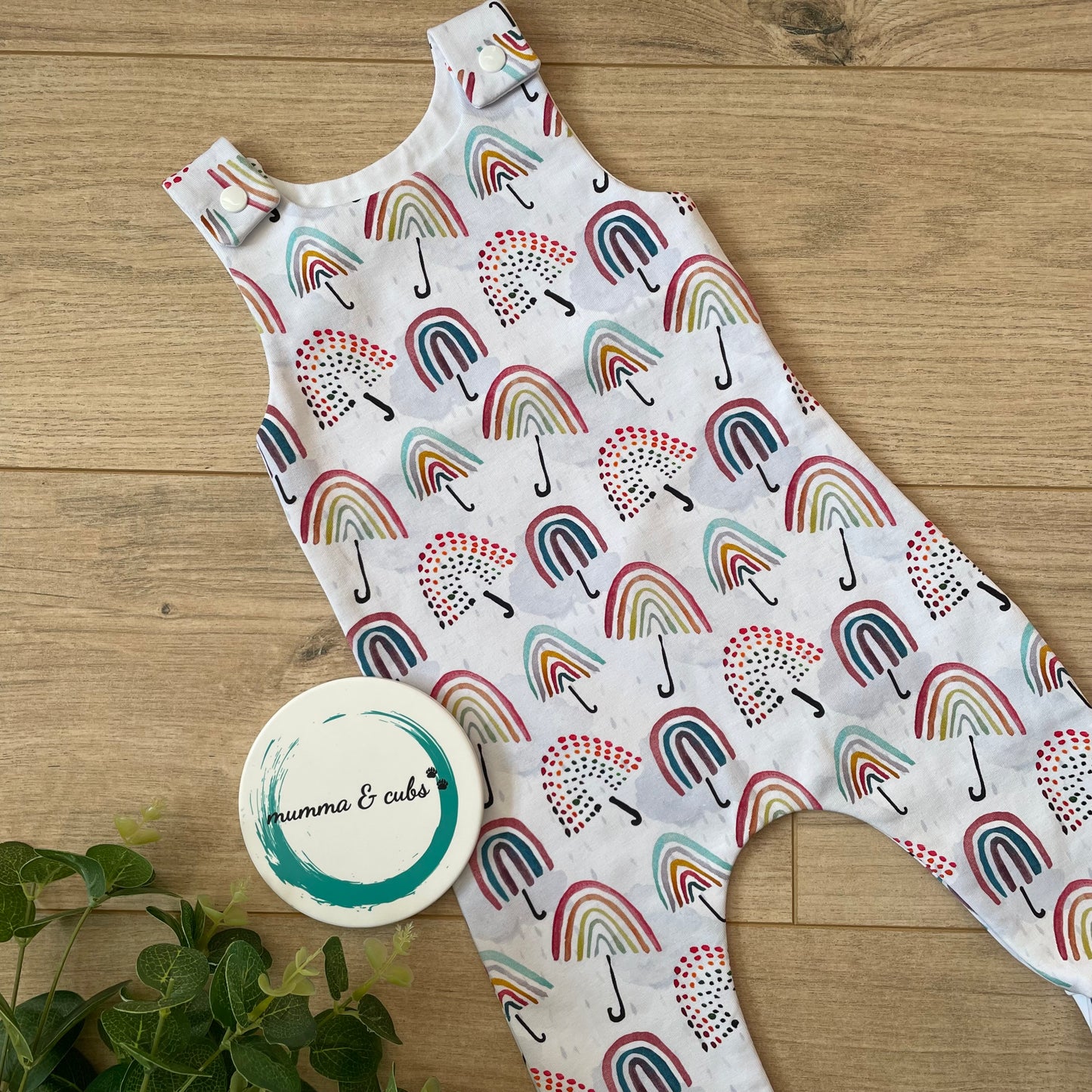 Dungaree - Umbrella Rainbows - 3-6m