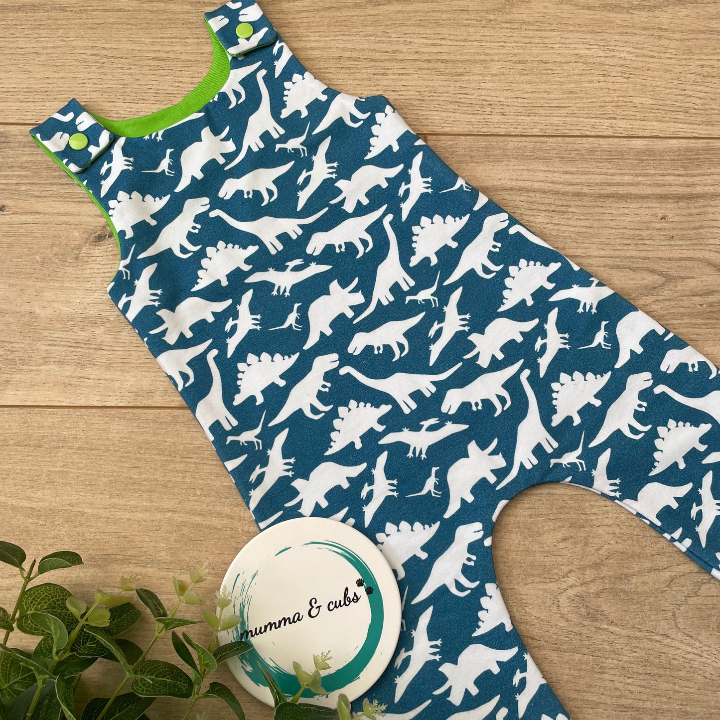 Dungaree - Blue Dinosaur - 3-6m