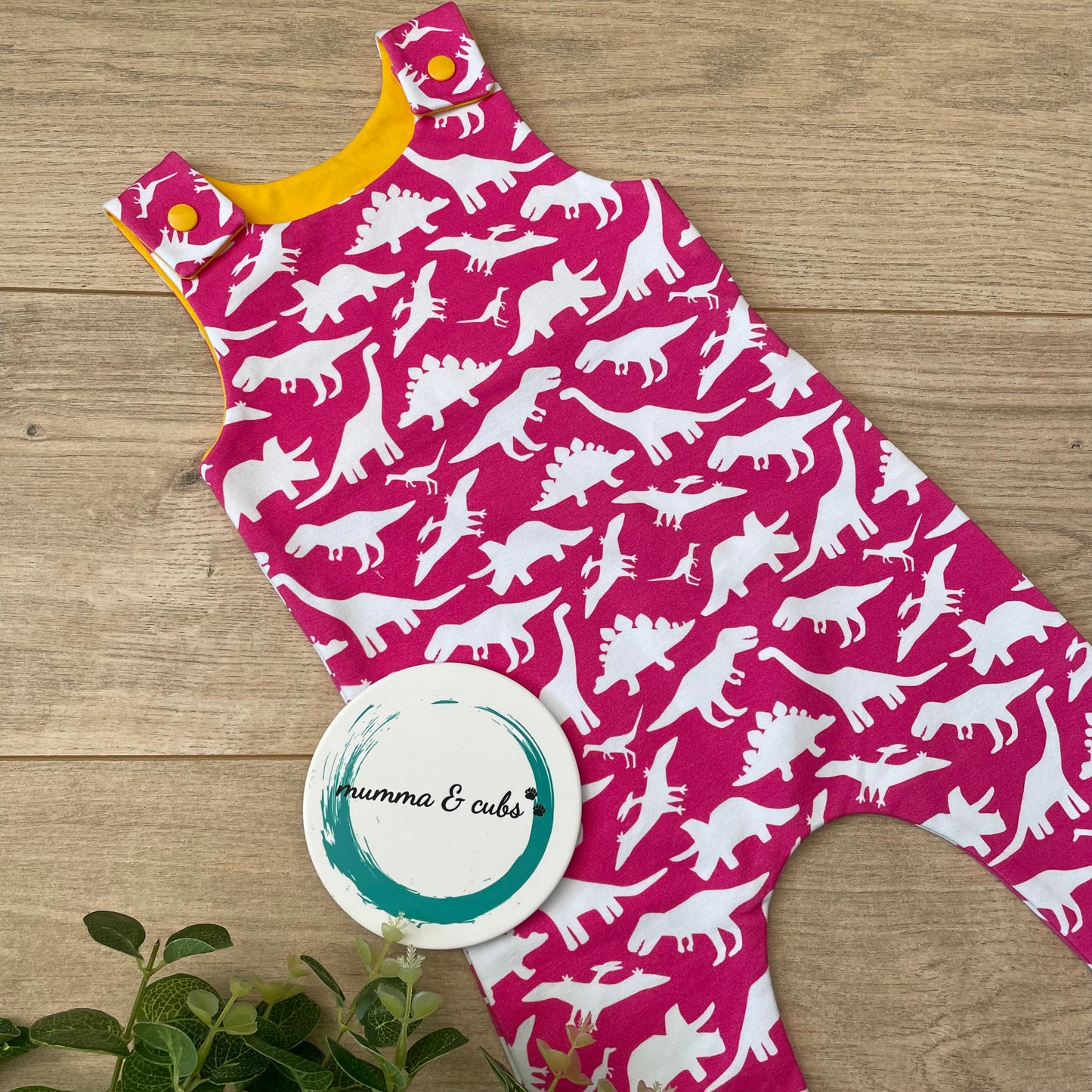 Dungaree - Pink Dinosaur - 3-6m