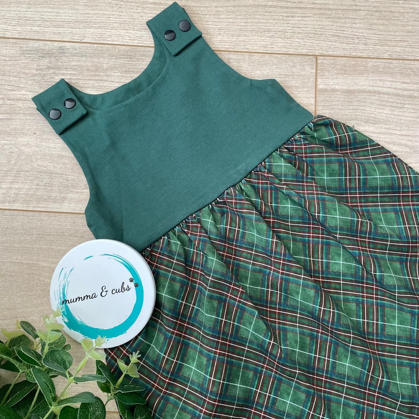 Dungaree Dress - Green Tartan - 18-24m