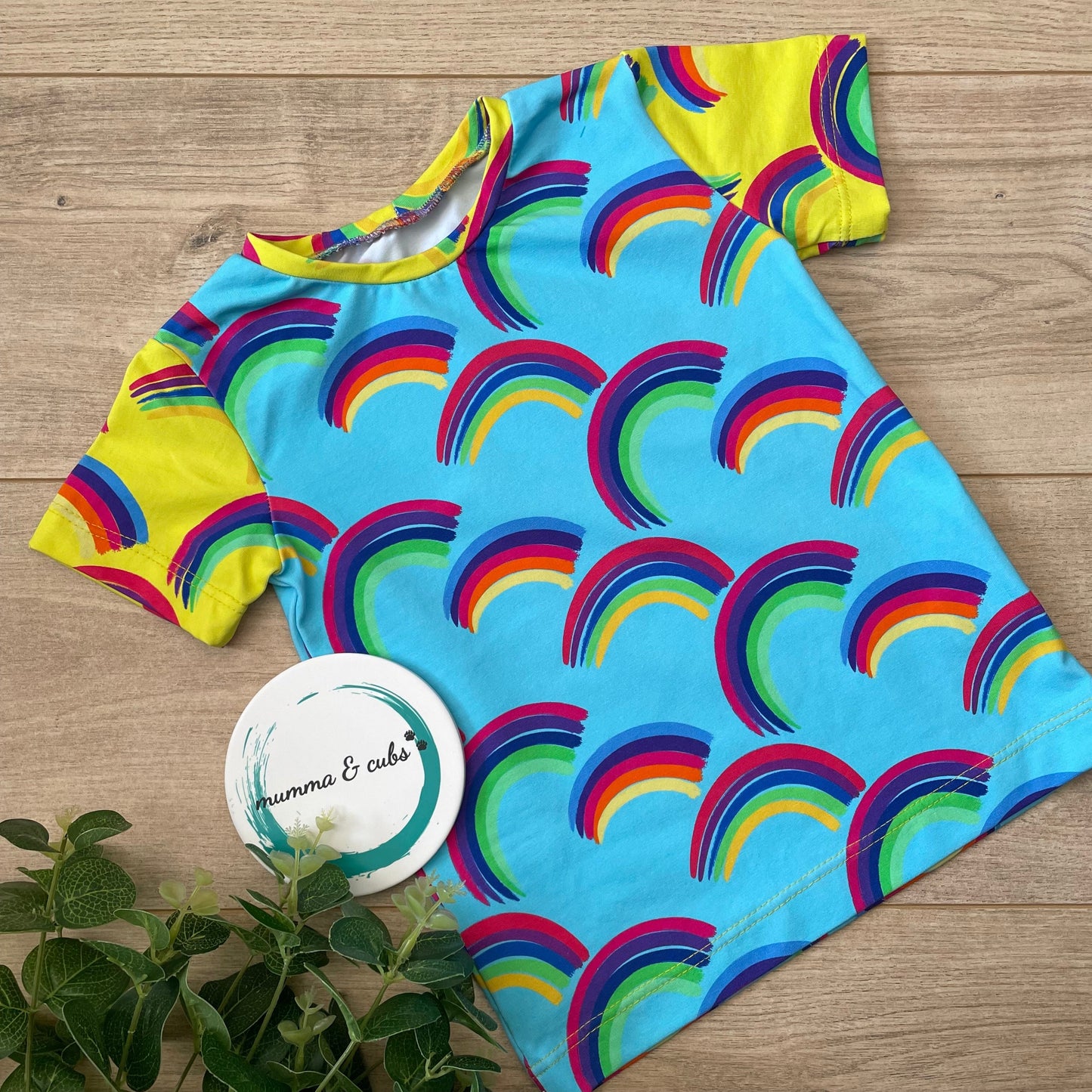 Short Sleeve T-shirt - Over the rainbow - Blue - 3-4yr