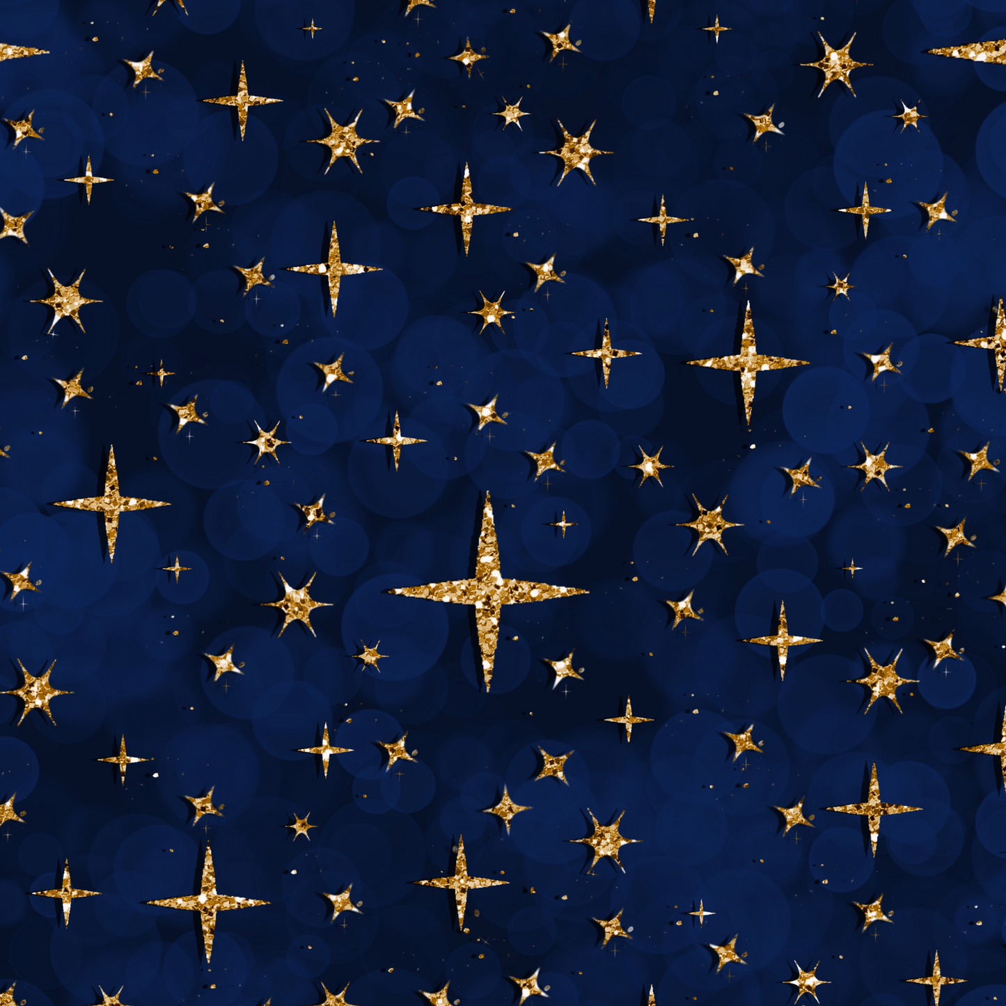 Pattern of gold stars on a blue background