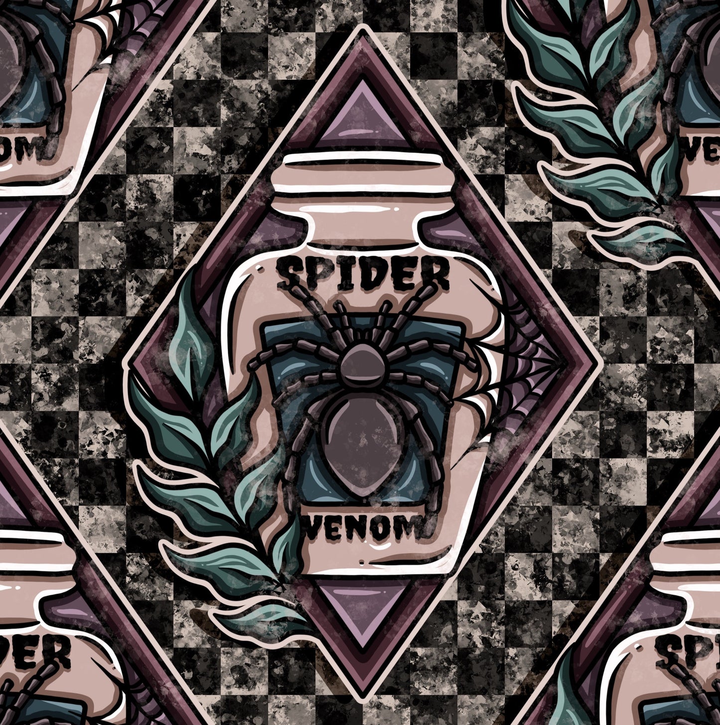 Spider Venom logo with checkered background