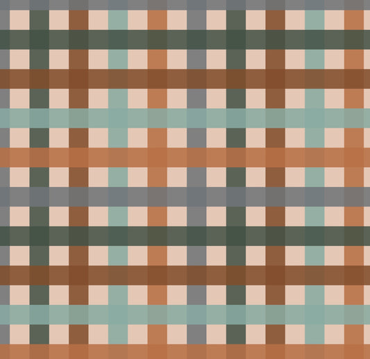 Plaid pattern with brown, green, and beige colors