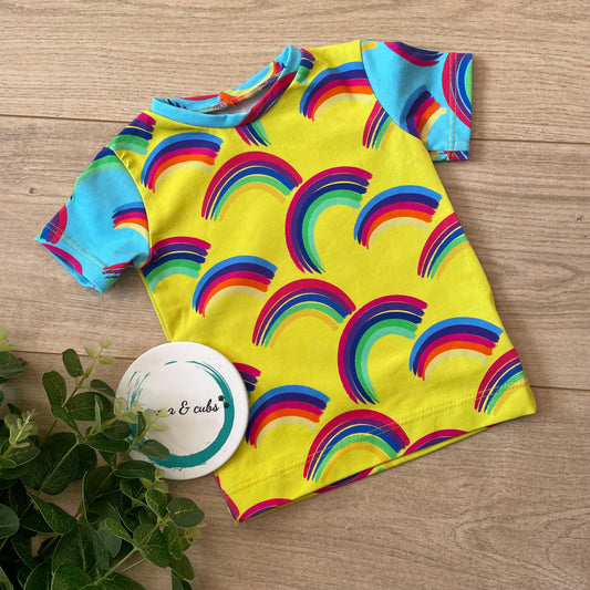 Short Sleeve T-shirt - Over the rainbow - Yellow - 12-18m