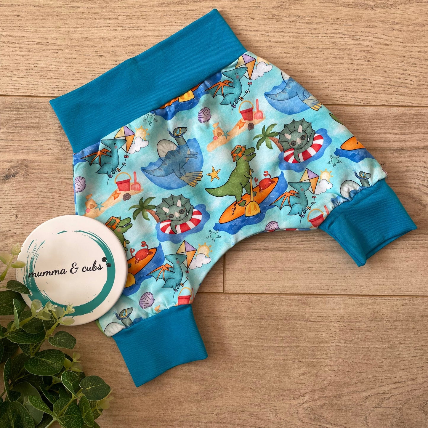 Harem Shorts - Dinosaur Summer - 6-12m