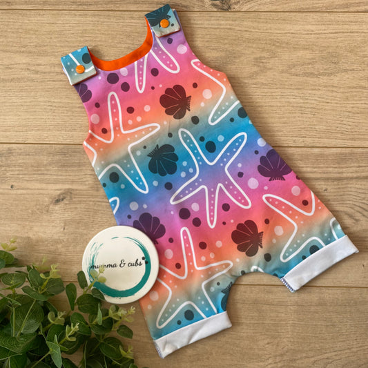 Short Dungaree - Starfish Rainbow - 3-6m