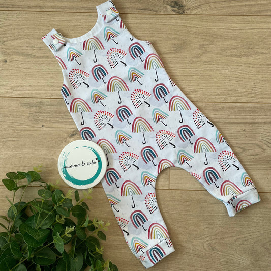 Dungaree - Umbrella Rainbows - 3-6m
