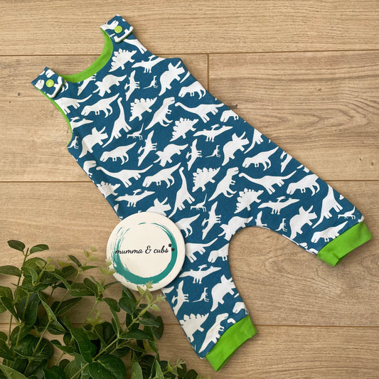 Dungaree - Blue Dinosaur - 0-3m