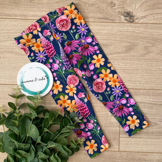 Handmade Baby Leggings - Garden Flower Bed Design - Slim fit design - 12-18 month size