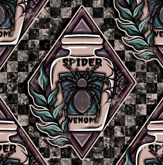 Spider Venom logo with checkered background